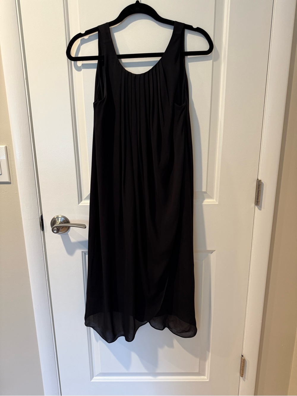 Massimo Dutti Black Sleeveless Pleated High-Low Dress